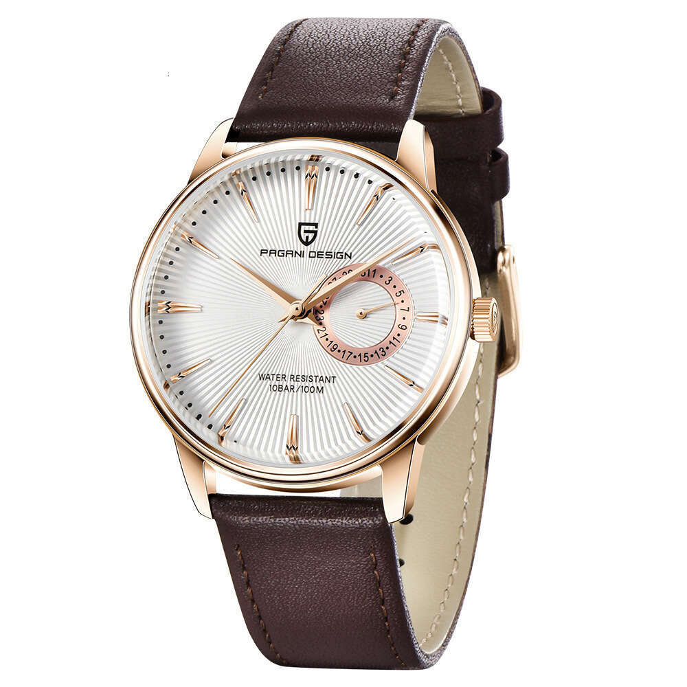 PAGANI DESIGN Men's Watch Leather Strap Simple Design Calendar Day Small Pointer PD-1654