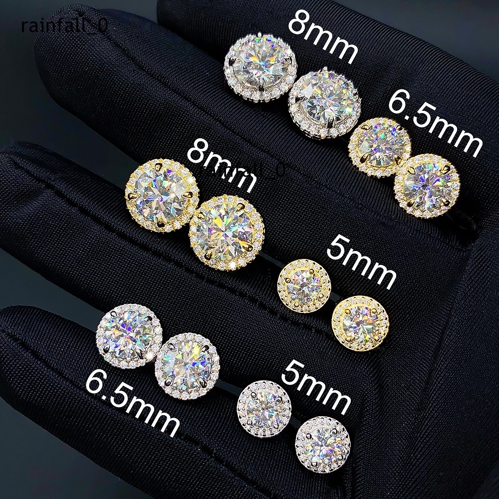 Luxury Moissanite Hip Hop Jewelry VVS Diamond Round Earrings 8mm 92mm 11mm Width Sterling Silver 925 Hip Hop Fashion Stud Earri