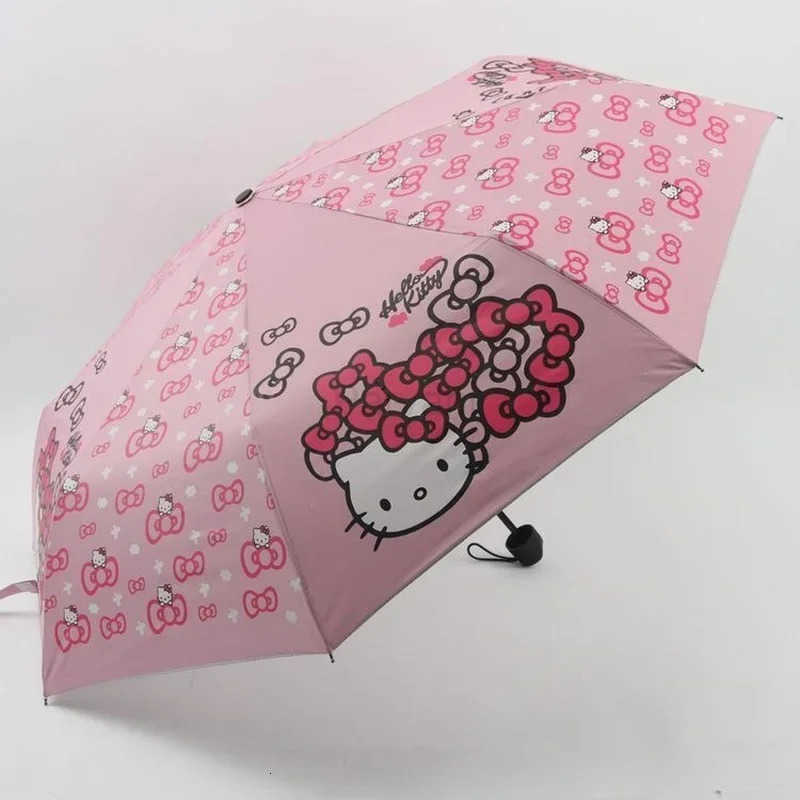 Sanrio Hello Kitty Fabric Cartoon Cute Umbrella Pink Mini Umbrella Fold Long Handle Umbrella Sanrio Kids Umbrella Accesorios Girl Gifts L251029