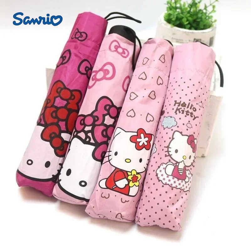 Sanrio Hello Kitty Fabric Cartoon Cute Umbrella Pink Mini Umbrella Fold Long Handle Umbrella Sanrio Kids Umbrella Accesorios Girl Gifts L251029