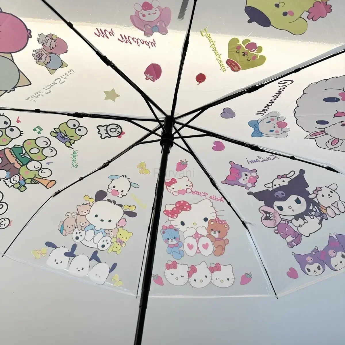 Sanrio sanrio transparent umbrella cartoon kuromi folding fully automatic opening and closing umbrella cute parasol creativity gift L251029