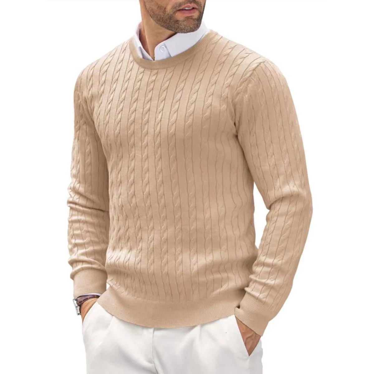 Spring Autumn Mens ONeck Knitted Sweater Fashion Slim Fit Smart Casual Knit Pullovers Men Long Sleeve Knitting Sweaters Top 251029