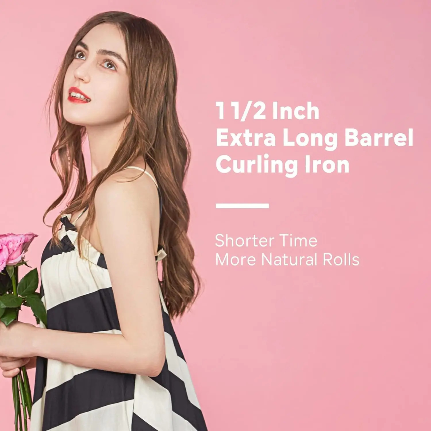 15 Inch Extra Large Curling Wand for Long Hair Ceramic Tourmaline Barrel with 40000000 Negative Ions 2 Clips 251029