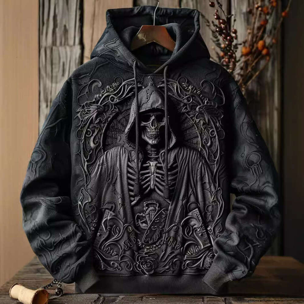 Halloween Hoodie Designer Men's Women's Y2K Hip Hop Gothic Skull Cartoon Pattern Print Black Ultra David Coat Men's Women's Gothic