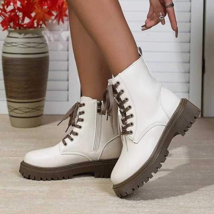 Booties Fashion British Platform Retro Casual Comfort Round Toe Boots for Women Z251029
