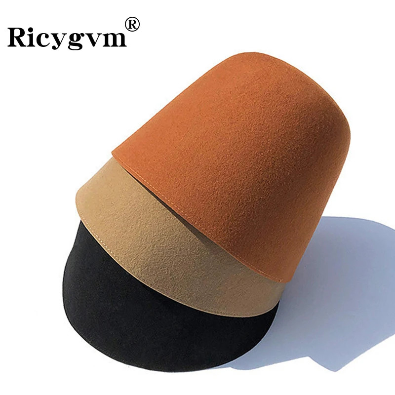 High Quality Wool Fisherman Hat Solid Color Bucket Hats Retro Bellshaped Basin Cap For Woman Autumn Winter Warm Sun Visors Caps 251013