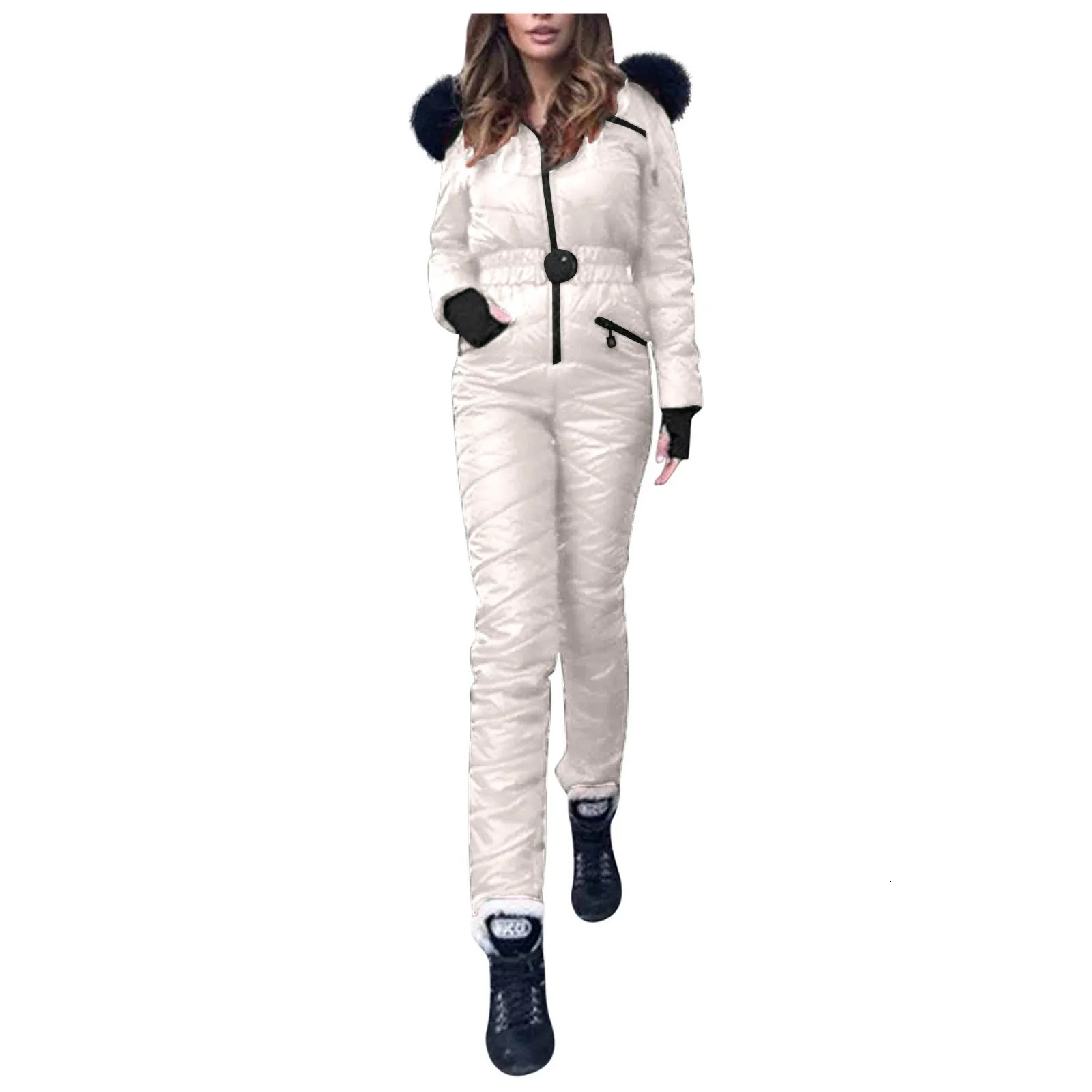 One Piece Ski Jumpsuit Thicken Winter Warm WomanS Snowboard Skisuit Outdoor Sports Female Skiing Pant Set Zipper Wear 251028