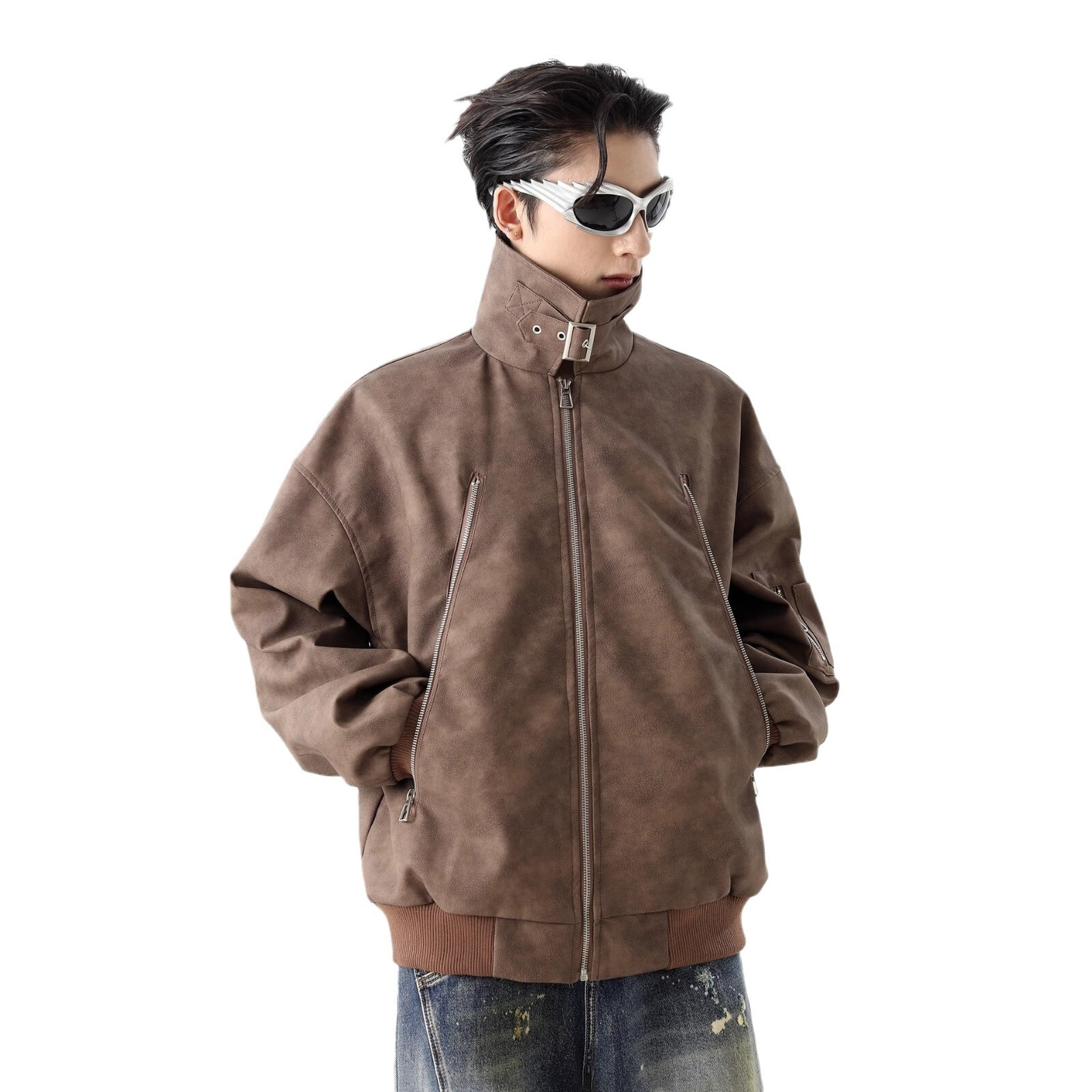 INS Loose Leather Jacket For Men Stylish Spring American Trend Designer Jacket PU Leather Jacket Men's Waterproof Motorcycle Jacket