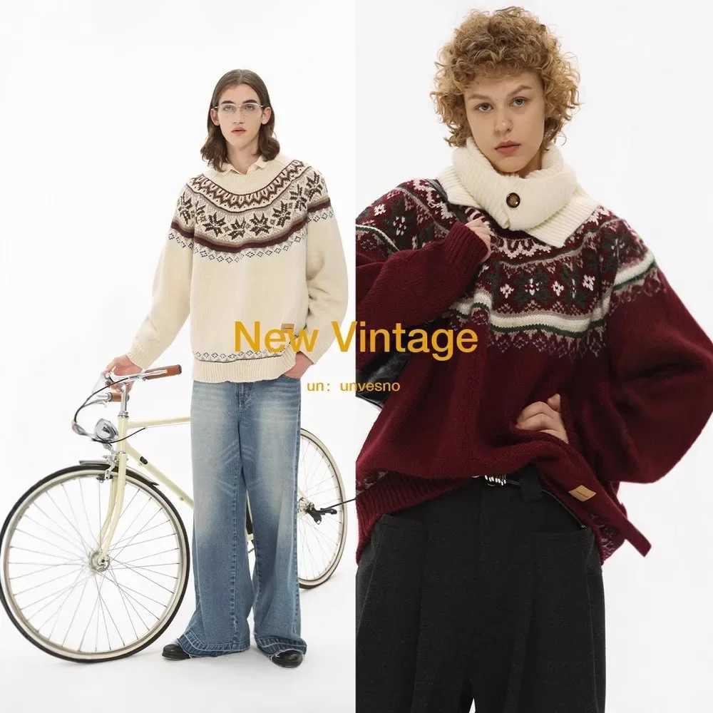 U Home Easy Knitted Sweater round Neck Tassel Warm Retro Color Scheme Embroidery 100 Cashmere Celebrity Favorite Sweater J251029