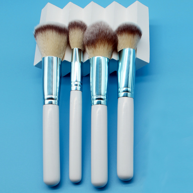 Bestseller 12-Piece Synthetic Fiber Professional Makeup Brush Set Factory Direct Sales Blue/White Wooden Handles Customizable Logo Available