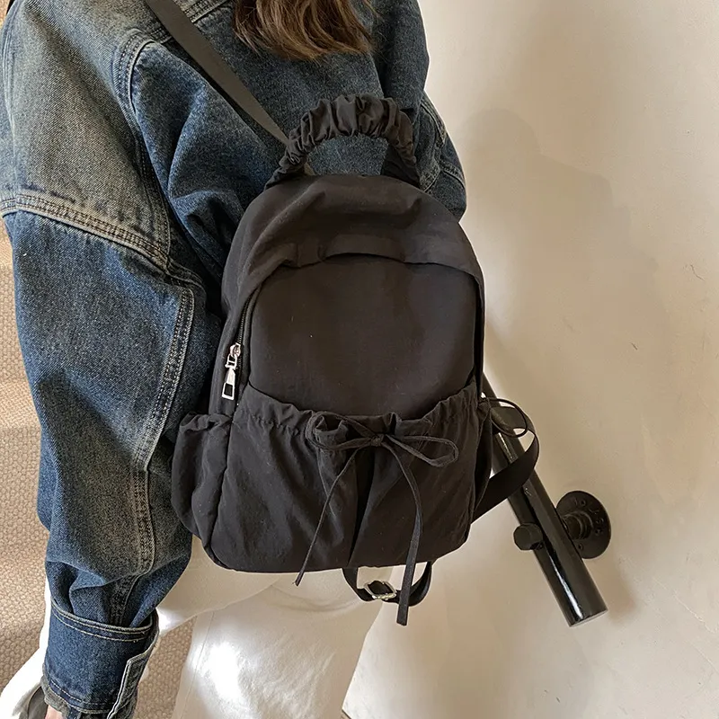 2025 Korean Style Backpack Sweet Ruched College Style Outdoor Backpack Casual Designer Free Delivery To Your Door Bag School bag