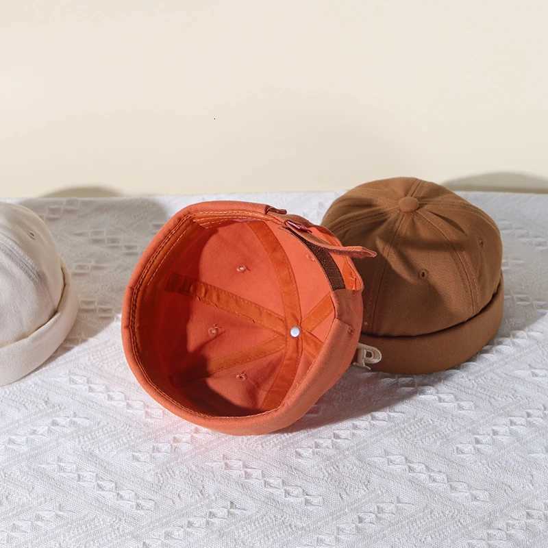 Letter Embroidered Baby Dome Brimless Hat Boys Girls Hip Hop Docker Cap Solid Fashion Children Melon Cap Vintage Kids Beanie 251028