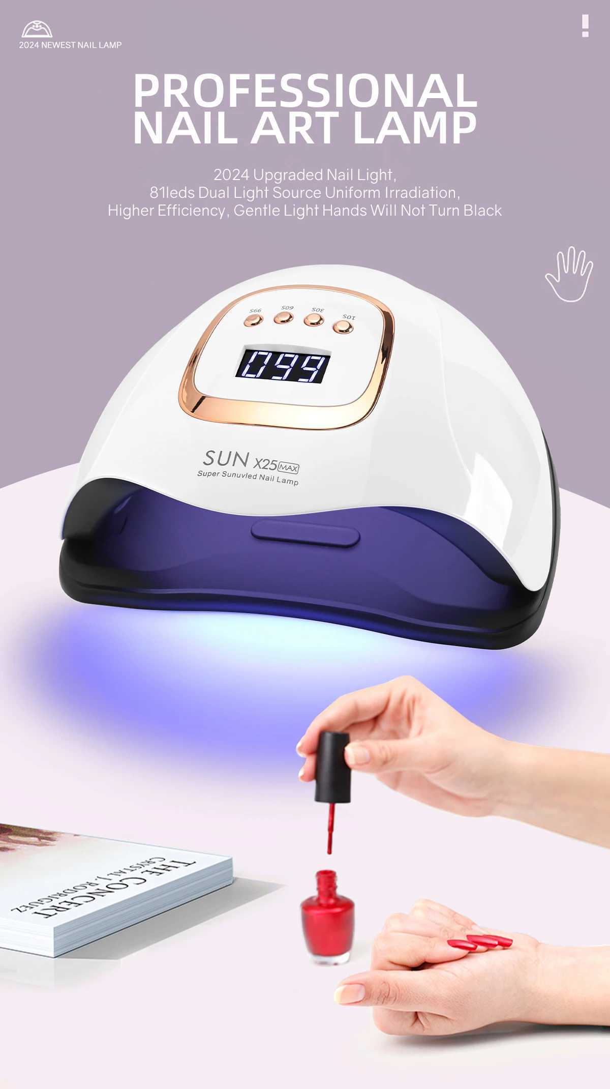 380W 81 Leds Nail Dryer UV Lamp Nail Curing Lamp Manicure Lamp For Fingernails10s30s60s99s Timer LCD Screen J251115