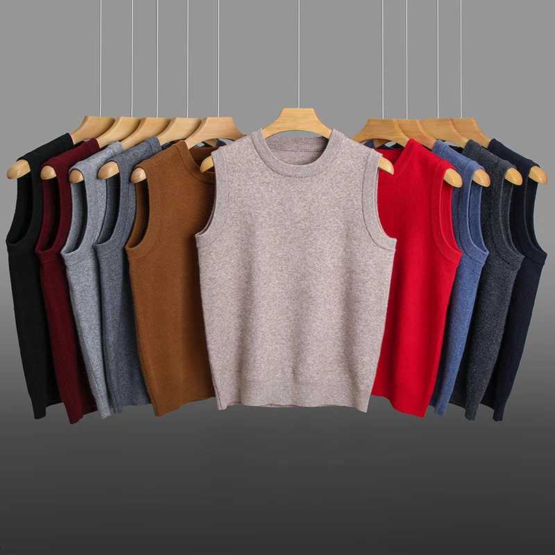 Top Grade Thick AntiPilling New Oneck Brand Business Casual Fashion Men Knit Pullover Sweater Vest Autum Winter Sleeveless W251029