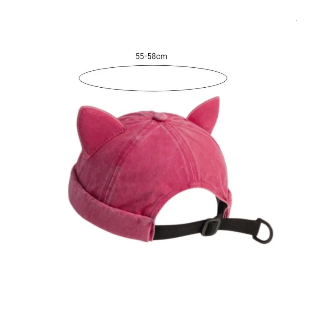 Fashion Washed Old Cat Ears Landlord Hat Solid Color Breathable Beanie Hat Cotton Unisex Beanie Cap Men 251029