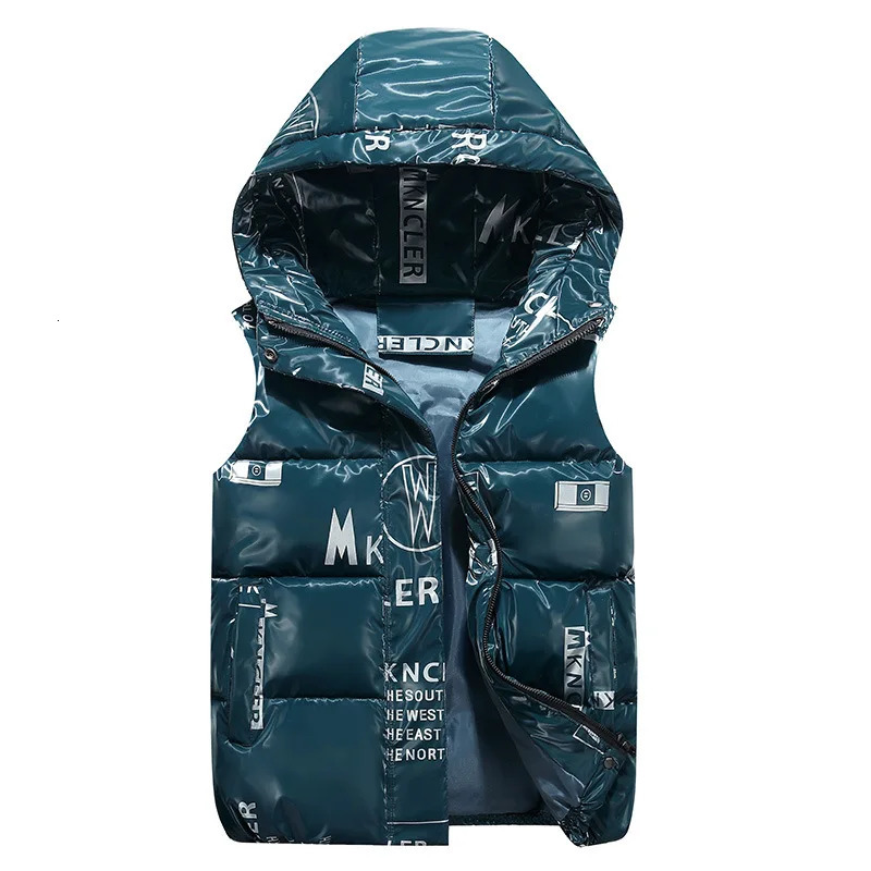 Winter Vest For Womens Hooded Vests Waterproof Cotton Padded Sleeveless Down Jacket Female Bright Waistcoat Plus Size 4XL 251027