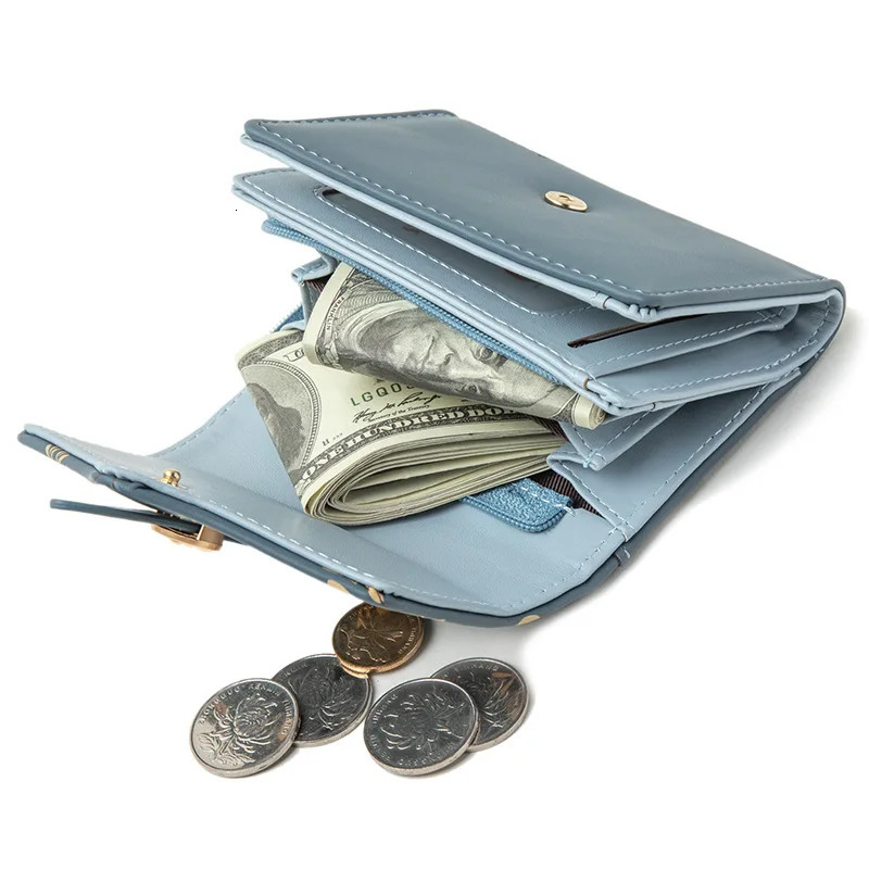 Womens Flower Print Wallet TriFold Clutch Purse with Coin Pocket Card Slots Simple Printed Clasp Closure 251029