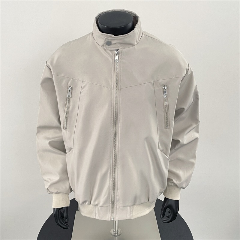 American High Street Stand Collar Workwear Pilot Jacket Men's Loose Trendy Designer Jacket Brand Zipper Design Baseball Jacket Coat Trendy