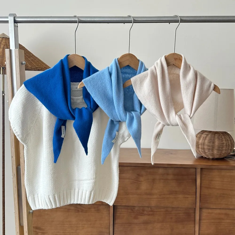 100 Wool Winter Scarf For Women Warm Triangle Knit Scarves Hijab Solid Lady Shawl Wrap Female Pashmina Bandana Head Scarfs 251029