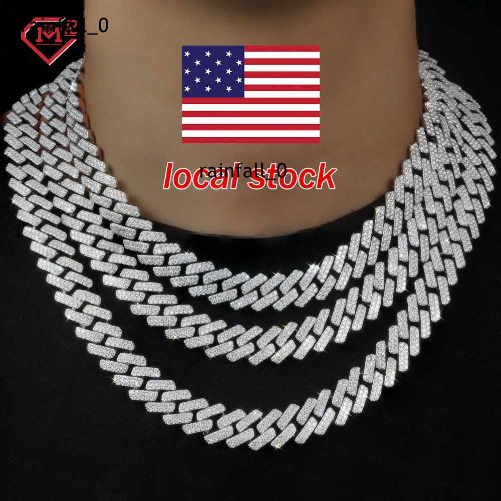 3 Days Dispatch 10mm 12mm 14mm Moissanite Cuban Link Necklace 925 Silver Moissanite Cuban Chain