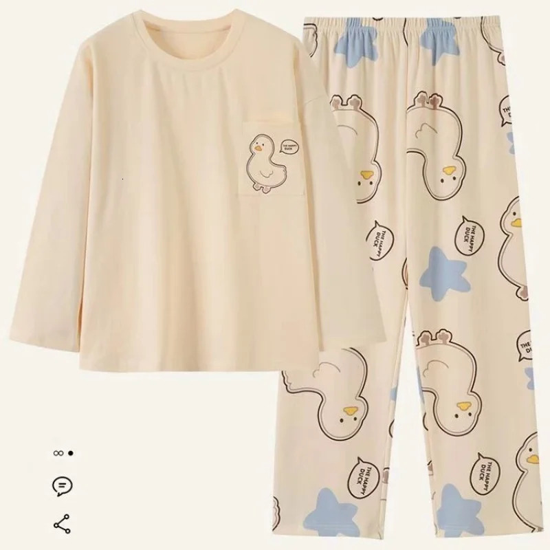 Spring and Autumn Womens Thin Section Pajamas Homewear Suit s Summer LongSleeved Homewear Plus Size Cartoon Loose Suit 251029