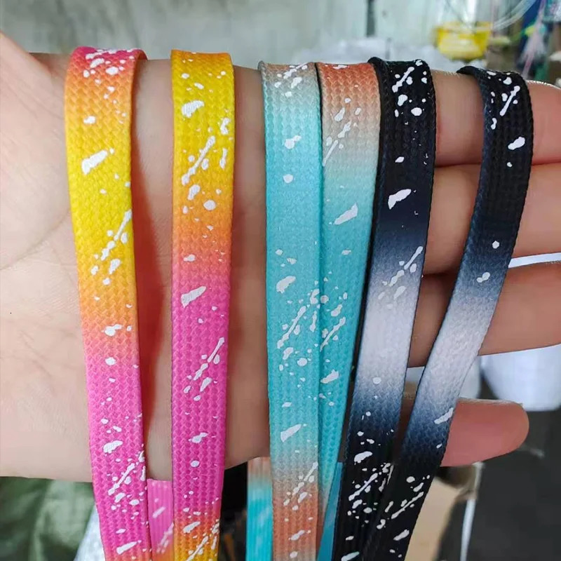 1 Pair Luminous Shoe Laces Glowing Fluorescent Shoelaces For Sneakers Flat Lace Shoes Boot Shoelace Splash ink Shoestrings 251029