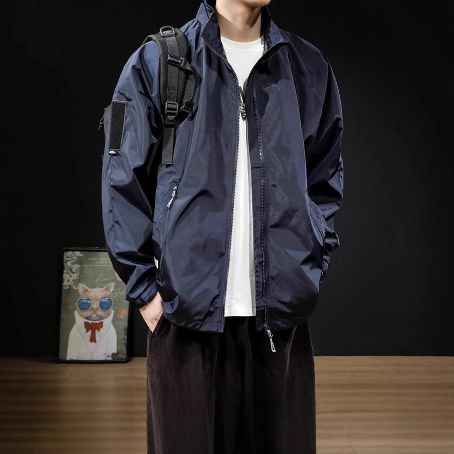 Men's Spring And Autumn Stand Designer Jacket Collar Workwear American Style Water-resistant Fabric Jacket Loose Fit