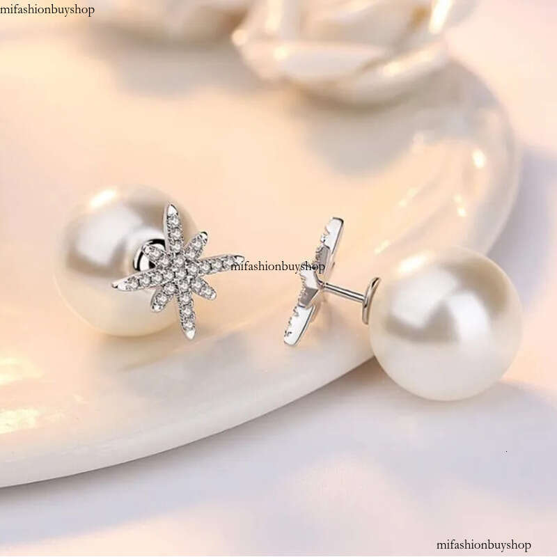 Star Crystal Designer Stud Earrings with Pearl Shining Bling CZ Zircon Dia Stone Elegant Earring Earings Ear Rings Jewelry for Women2024