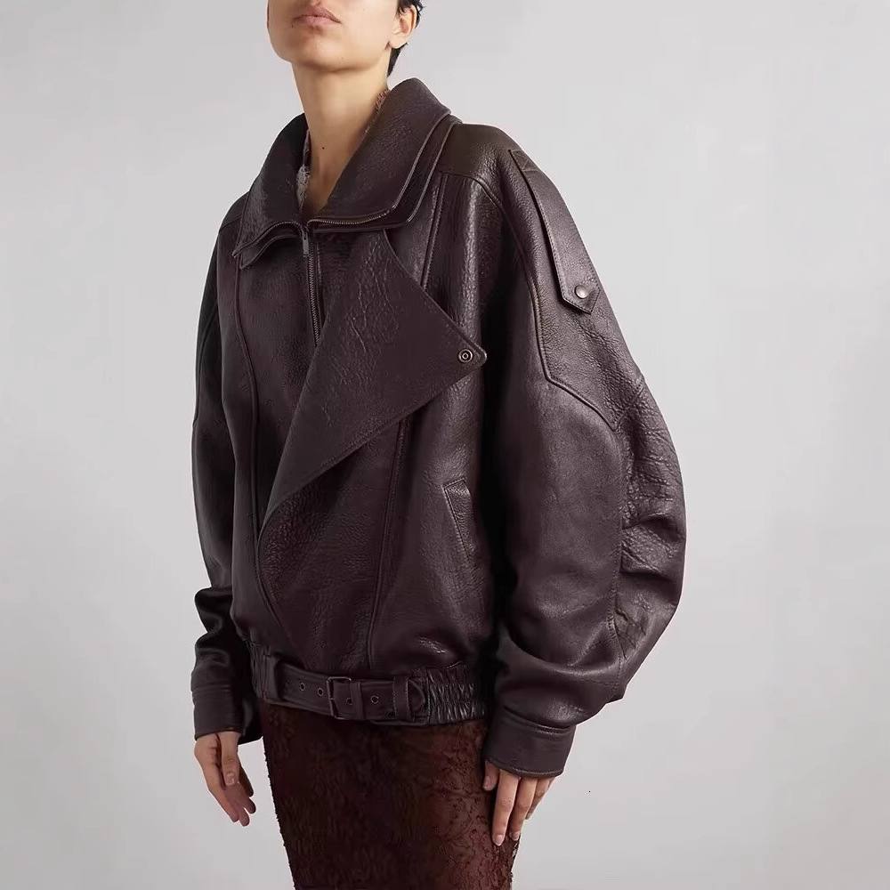 Long Sleeve Designer Jacket American High Street Melard Style Vintage Craft Leather Jacket Street High-end Leather Coat For Men And Women
