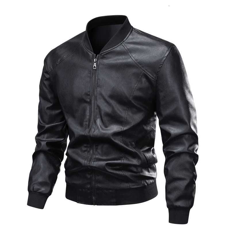 Spring Autumn New Mens Leather Jacket Biker Jacket Korean Style Mens PU Leather Jacket Trendy Casual JacketT251029
