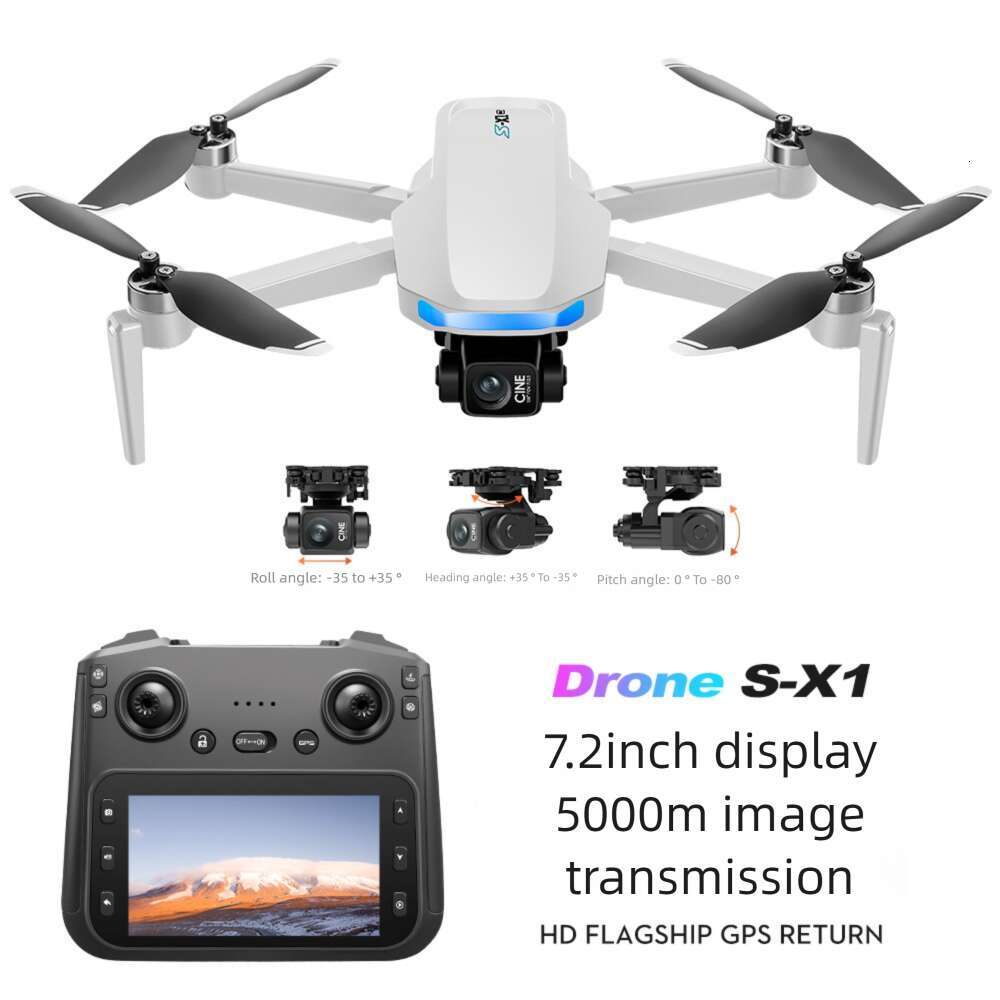 S X Drone With Inch Screen Three Axis Gimbal GPS Aerial Photography Four Remote Control Aircraft