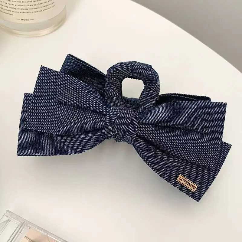 1PC Denim Fabric Hair Clip Bow Clip Womens Elegance Back of the Head Updo Grip Clip Elegant Shark Clip Hairpin HeadpieceW251028