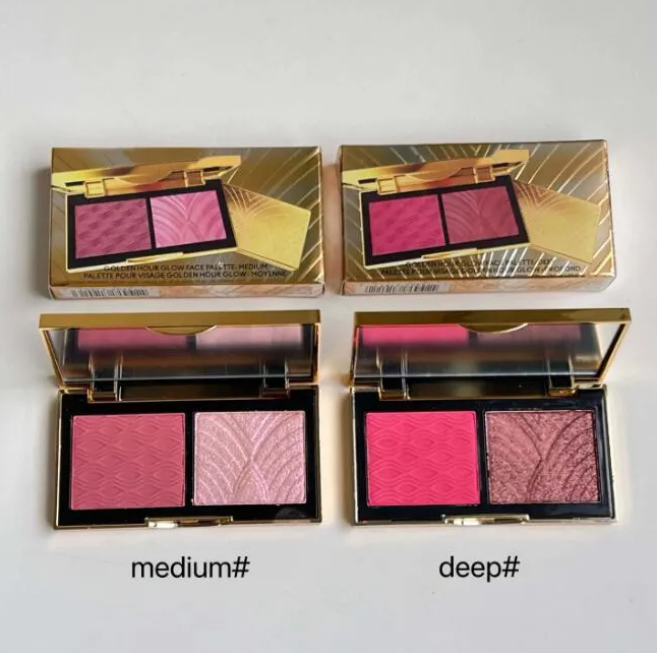 Face Blush Bronzers Highlighters GOLDEN HOUR GLOW FACE PALETTE 2 Colors MEDIUM DEEP 2*2g High Gloss Blush Cosmetics