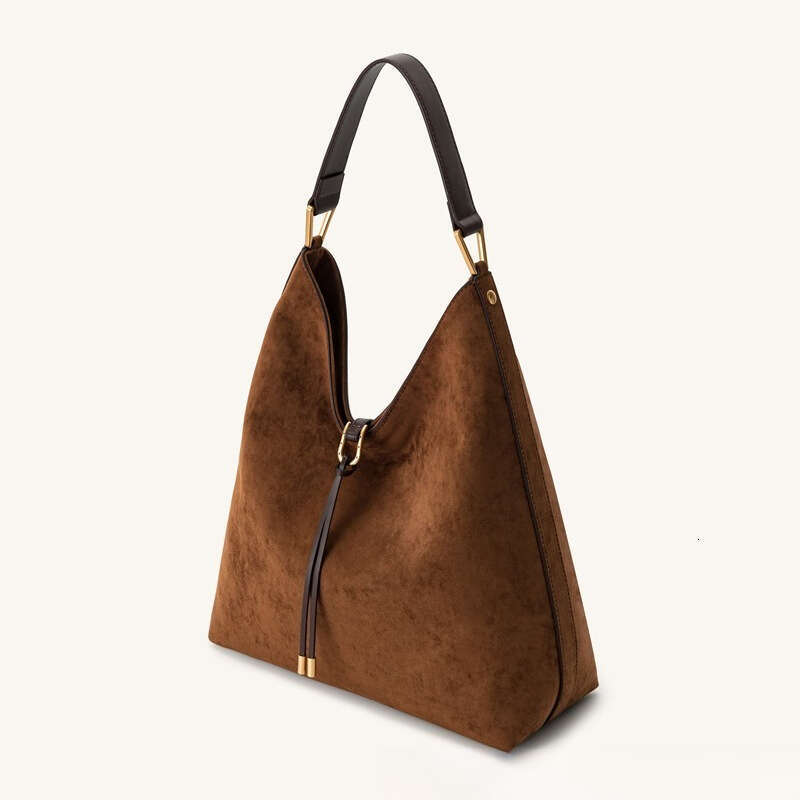 Genuine Hobo Tote Bag For Women Capacity With Golden Adjustable Strap Drawstring Closure, Brown