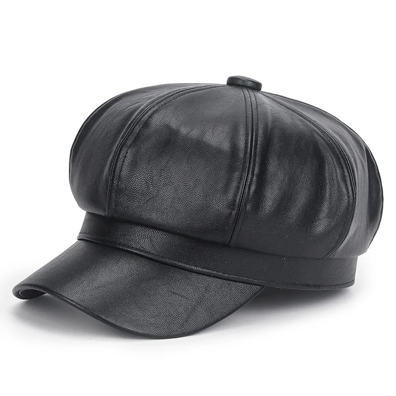Women PU Leather Berets Cap Hat Black Red Outdoor Adjustable Female Autumn Winter Casual Lady Cap Hat For Women 251029