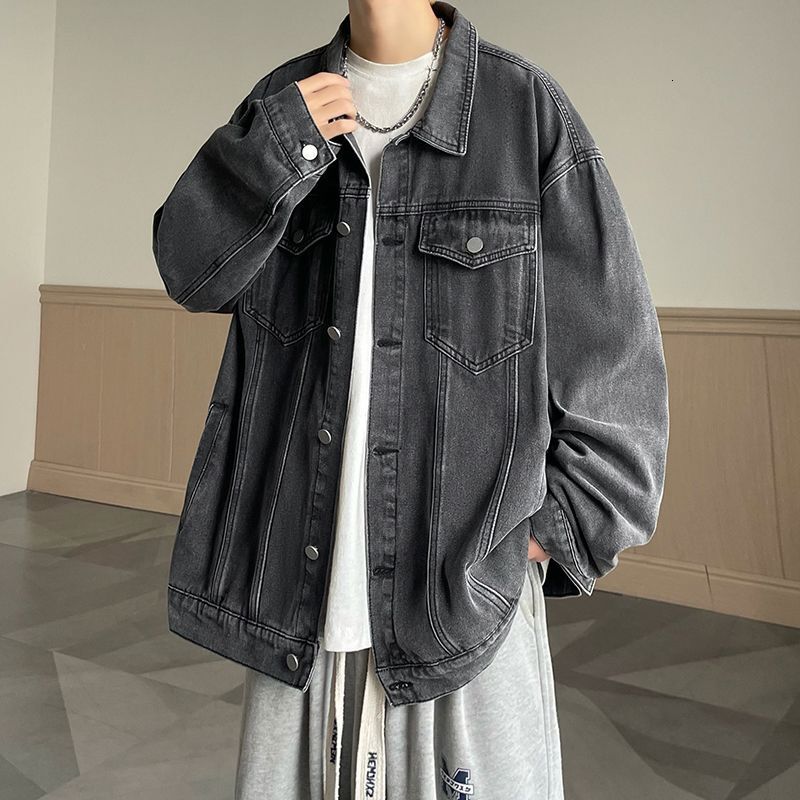 Men's Denim Jacket Spring Autumn Trendy American High Street Jacket Men's Turn-down Designer Jacket Collar Cool Loose Casual Coat Top