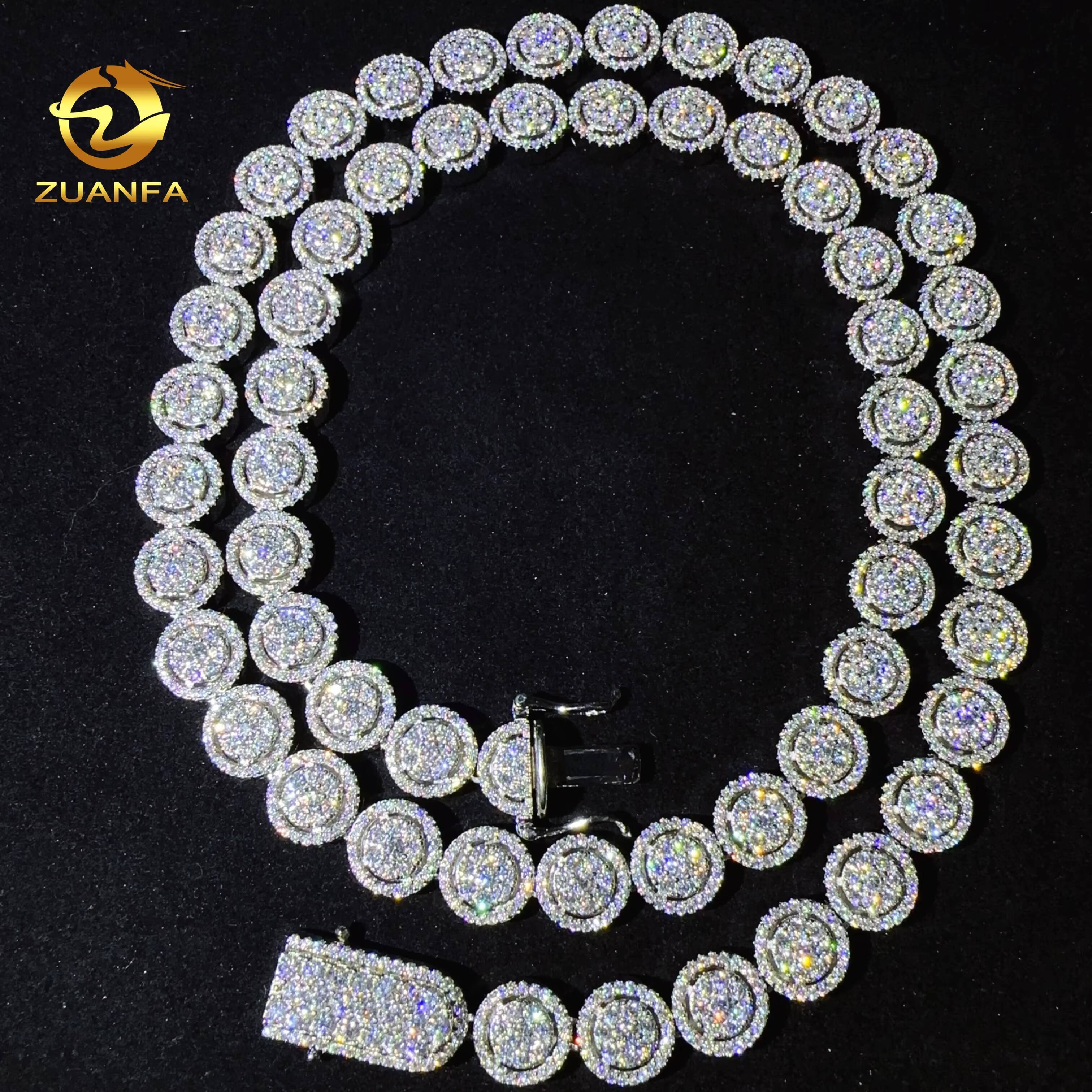 Fine Jewelry Sterling Silver S925 Hip Hop Iced Out Vvs Moissanite Diamond Jewelry Tennis Necklace Tennis Chain