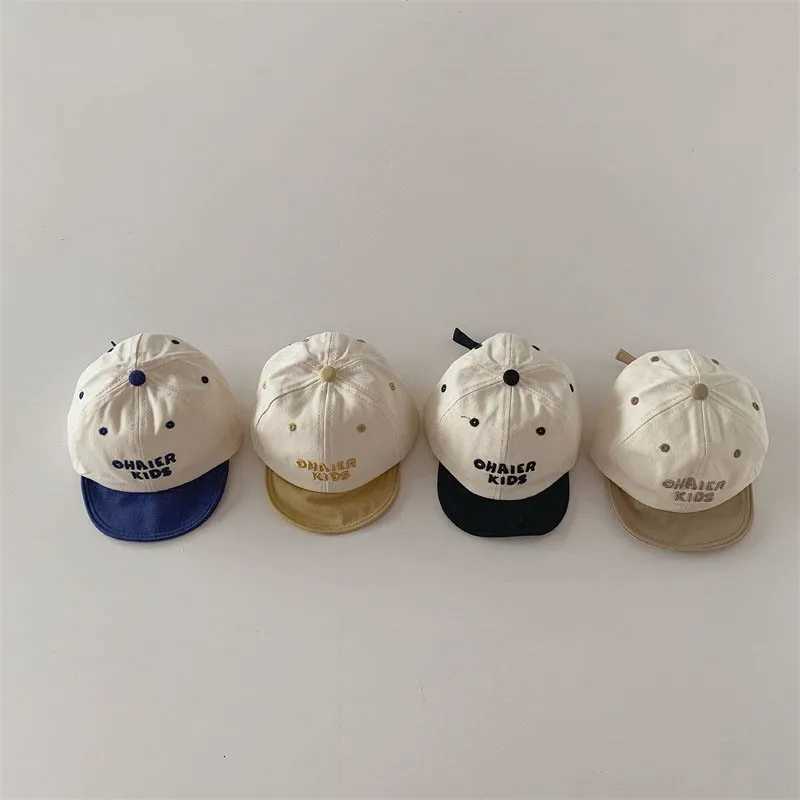 2024 Spring New Kids Outing Cap Boys Fashion Patchwork Letter Soft Brimmed Sun Hat Toddler Boys Boutique Cotton Peaked Cap251028