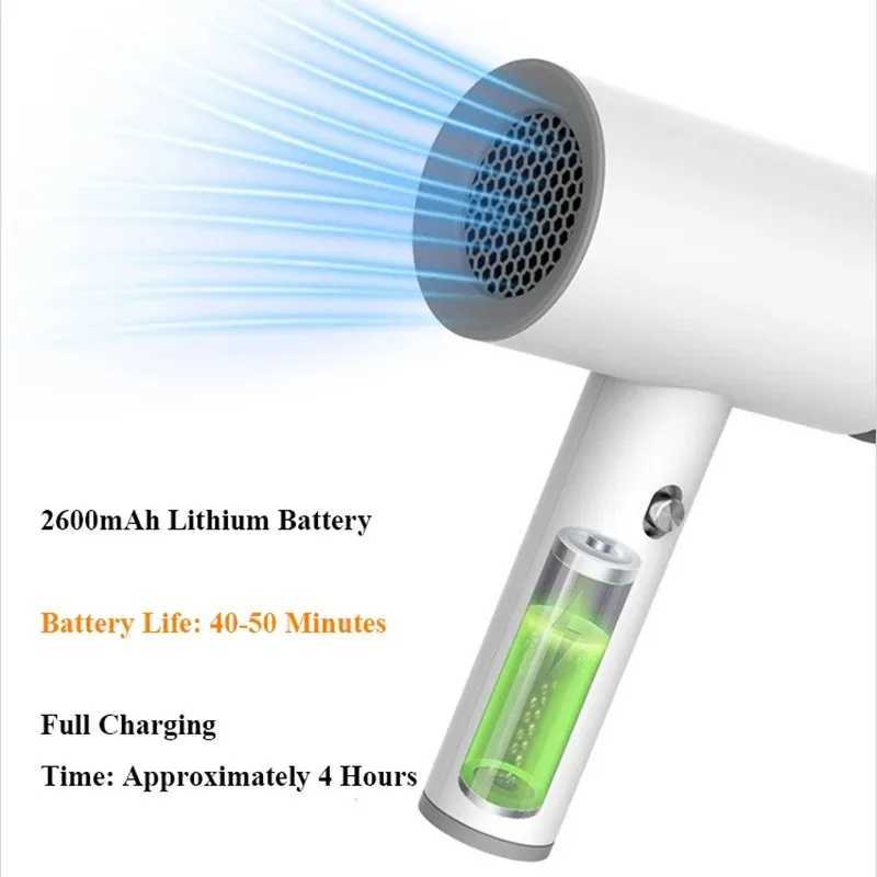 220V Portable Wireless Hair Dryer Rechargeable Blow Dryer Travel Fast Dry Hair Lithium Battery Strong Wind Art Joint Examination L251029
