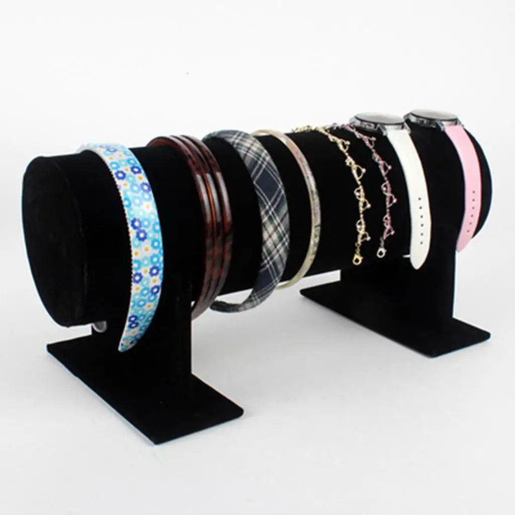 Velvet Bracelet Bangle Necklace Watch Headband Stand Holder Showcase Jewelry TBar Display Rack for Home Organization 251013