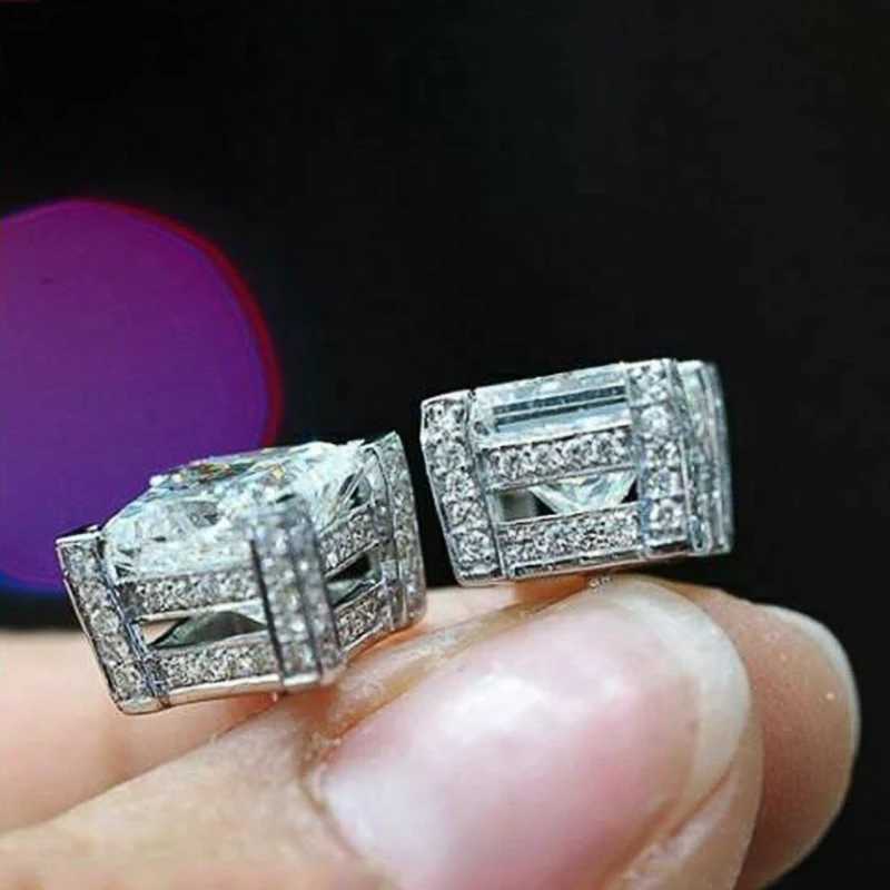 Huitan Simple Princess Square Earrings WomenMen Hot Accessories Piercing Luxury Inlaid AAA Cubic Zirconia Fashion Jewelry 2021W251029