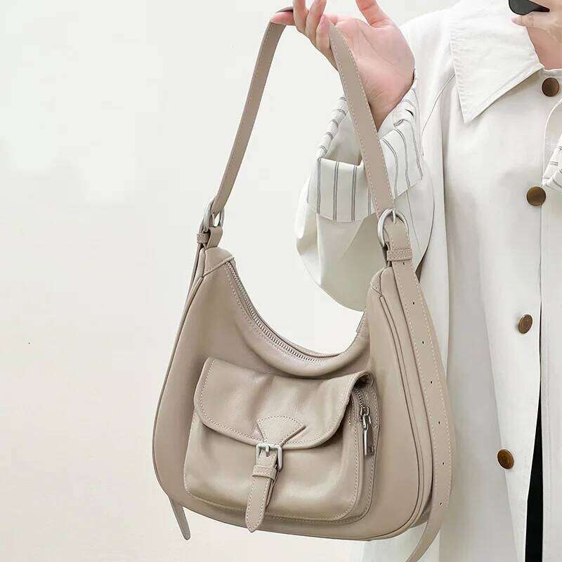 Top Layer Cowhide Vintage Dumpling 2025 New Large Capacity Soft Genuine Leather Fashion Women's One-Shoulder Crossbody Bag Suotong1029