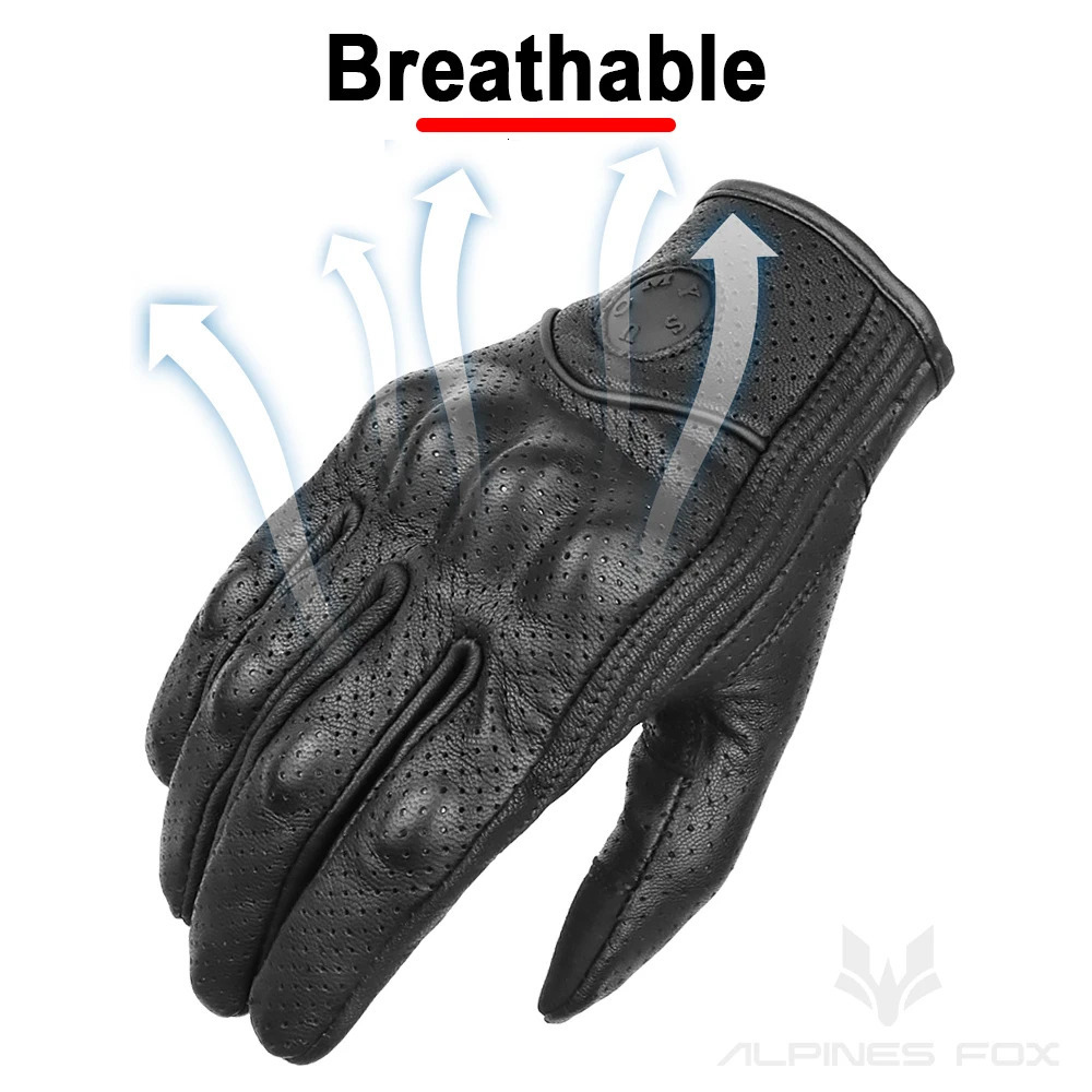 SUOMY Summer Perforated Motorcycle Gloves Retro Brown Real Leather Cafe Racer Motorbike Touchscreen Scooter Guantes 251013