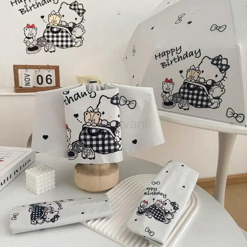 Sanrio Hot Sanrio Hello Kitty Foldable Umbrella Kawaii Anime Uv Protection Sun Protection and Shade Sunshine and Rain Dual Use Umbrella L251029