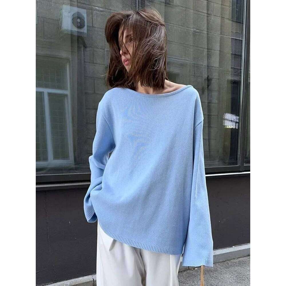 Wolfeel Autumn Winter New Women's Cotton Backless Design Loose Knit Pullover Jumper Fashionable Commuting Sweater Designer Sweater Women Bear Swe