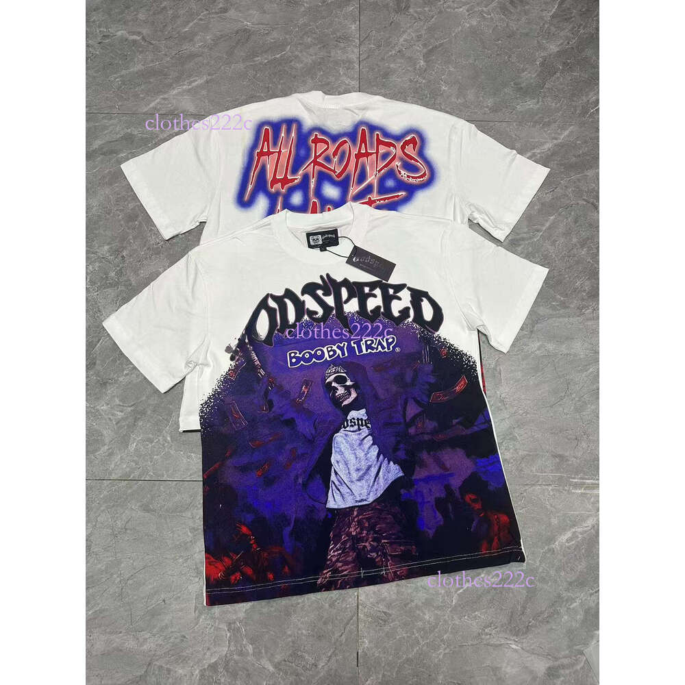 New High-End Printed Cotton Men's T-Shirt American Style Trendy Brand Short Sleeve Summer