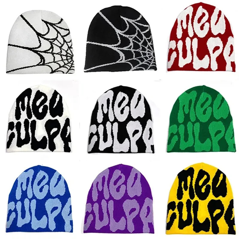 Mea Culpa Knitting Beanies Hat For Women Men Couple Y2K Whats In Fashion Bonnet Kpop Wool Skullies Hoods Lady Caps Gorro 251029