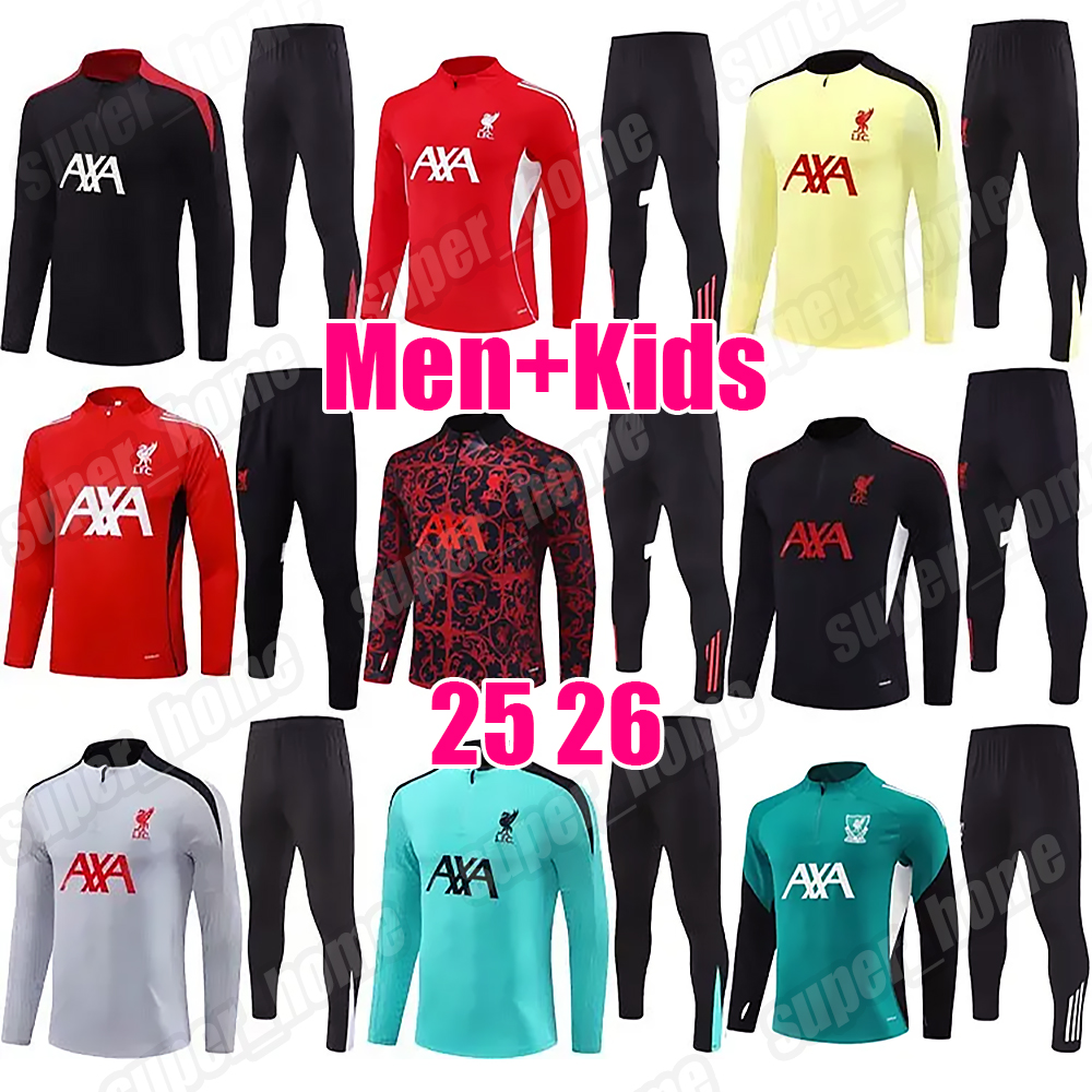 2025 2026 RedsMohamed salah football tracksuit kit 25 26 mens kids half pull training jersey football tracksuit survetement foot chandal soccer tracks