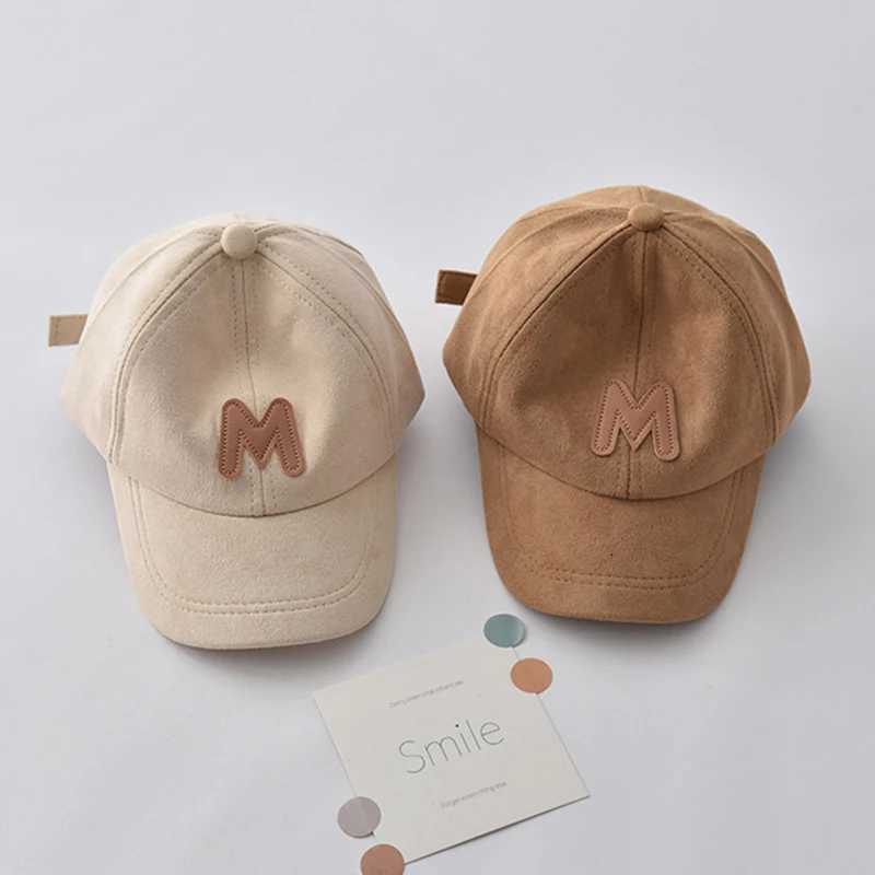 Spring Autumn Suede Kids Baseball Hat Solid Color Children Peaked Cap M Letter Baby Duck Tongue Cap Boy Girl Outdoor Sun Visors251028