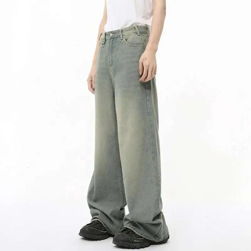IEFB Autumn Men Denim Pants Straight Droop Vintage Loose Bottom Straight Wide Leg Casual Male Trousers Korean Style 9C1519 251029